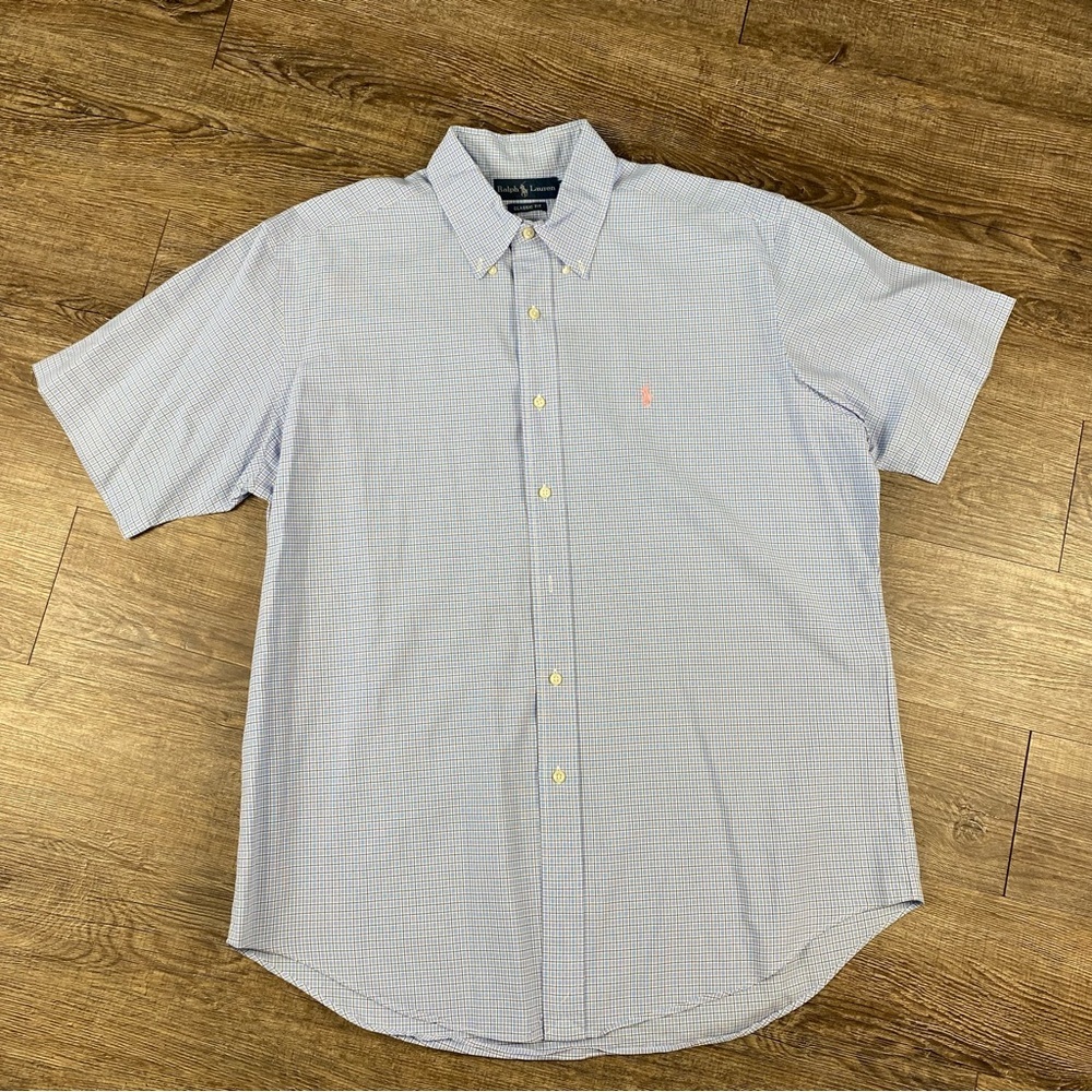 Polo Ralph Lauren Shirt Men L Red White Blue Tartan Plaid Button Up Classic Fit - Picture 2 of 7